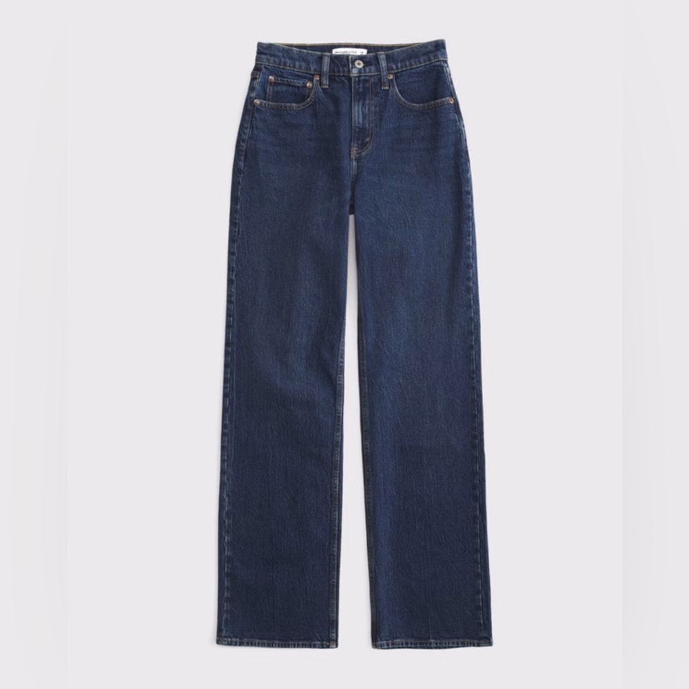 Abercrombie High Rise 90s Relaxed Straight Jeans Dark Wash Curve Size 4/27 long